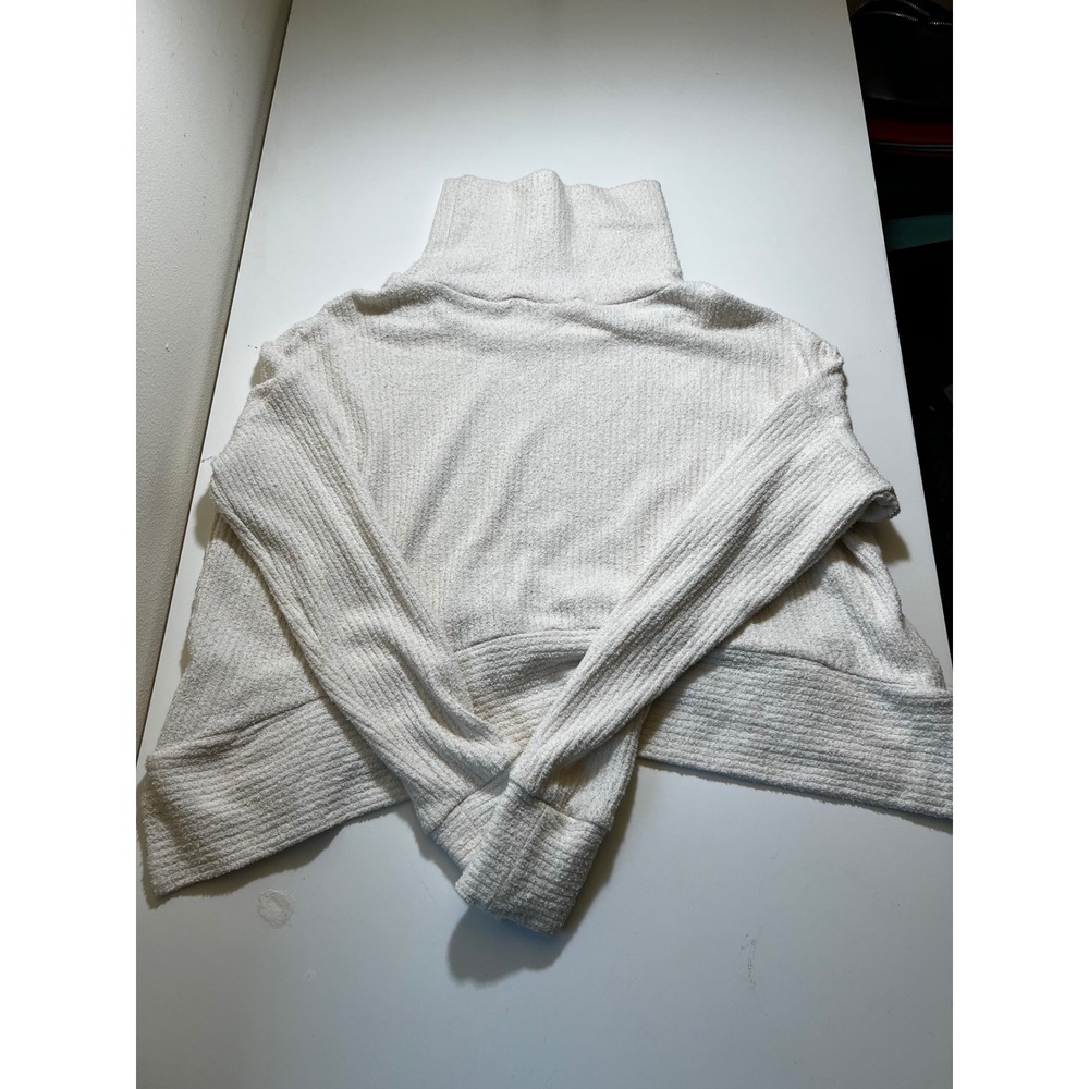 Free People Ottoman Slouchy Tunic Sweater XS Cream White Ribbed Cowl Neck